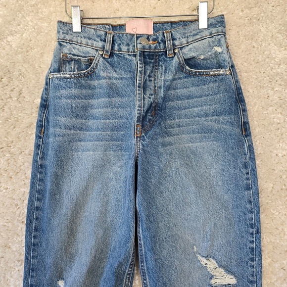 Revice Jeans Womens‎ 25 Blue Distressed Button Fly Raw Hem Straight - Picture 3 of 16